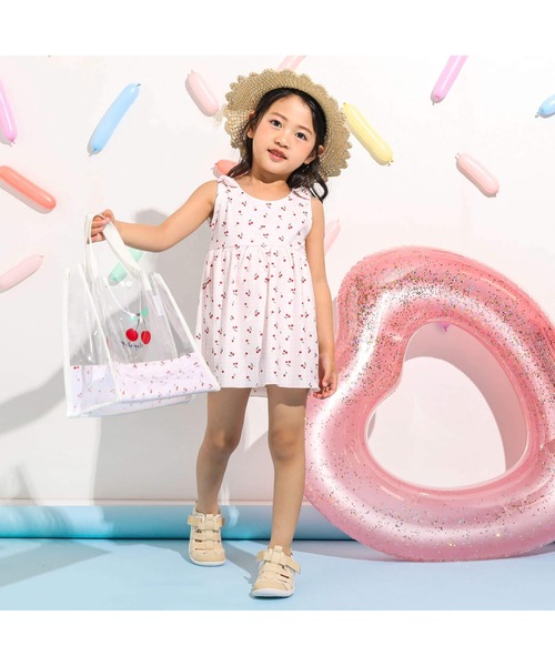 SLAP SLIP（スラップスリップ）の「SLAPSLIP/肩リボンチェリー柄ワンピース型スイムウェア(80~110cm)（水着・キッズ・ホワイト系その他/ピンク系その他・110/80/100/90）」の3枚目の写真