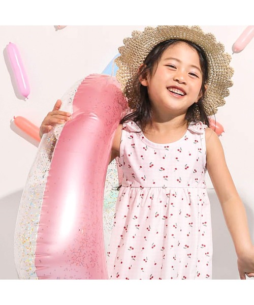 SLAP SLIP（スラップスリップ）の「SLAPSLIP/肩リボンチェリー柄ワンピース型スイムウェア(80~110cm)（水着・キッズ・ホワイト系その他/ピンク系その他・110/80/100/90）」の4枚目の写真