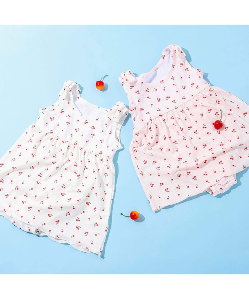 SLAP SLIP（スラップスリップ）の「SLAPSLIP/肩リボンチェリー柄ワンピース型スイムウェア(80~110cm)（水着・キッズ・ホワイト系その他/ピンク系その他・110/80/100/90）」の7枚目の写真