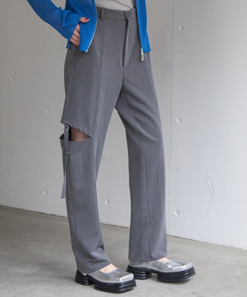 VACANCY（ヴァカンシー）の「カットスリットシガレットパンツ（その他パンツ・レディース・グレー/アイボリー/ブラック・MEDIUM/LARGE/SMALL）」の3枚目の写真