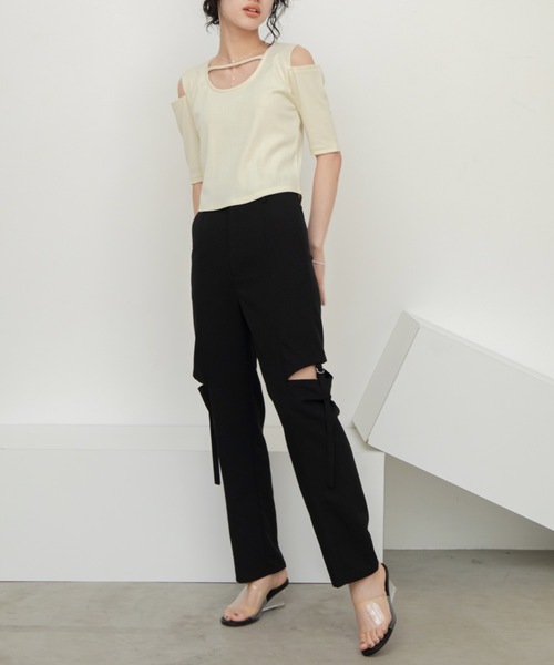 VACANCY（ヴァカンシー）の「カットスリットシガレットパンツ（その他パンツ・レディース・グレー/アイボリー/ブラック・MEDIUM/LARGE/SMALL）」の22枚目の写真