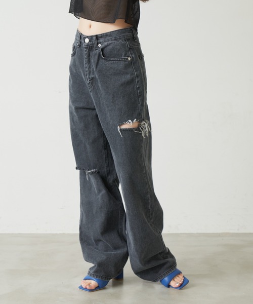 Solace(ソレイス)の「ダメージデニムパンツ(デニムパンツ・レディース・ブラック・SMALL/MEDIUM)」の4枚目の写真