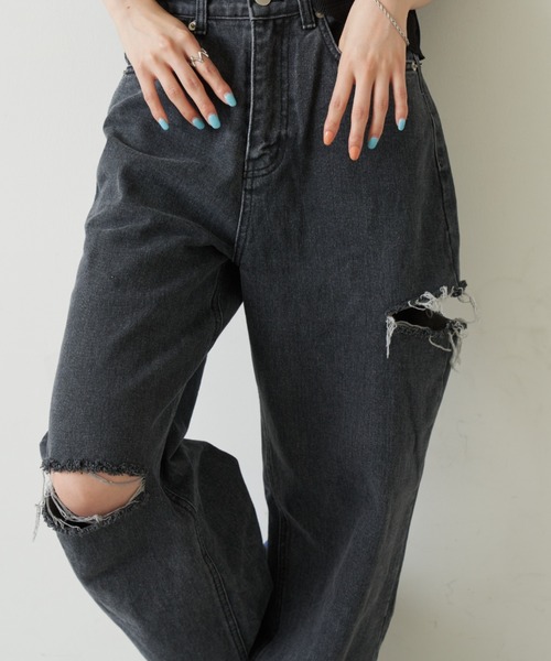 Solace(ソレイス)の「ダメージデニムパンツ(デニムパンツ・レディース・ブラック・SMALL/MEDIUM)」の12枚目の写真
