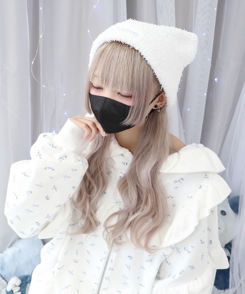 Whinny(ホワイニー)の「Whinny/サマーねこパンチ(ニットキャップ/ビーニー・レディース・ホワイト/ブラック・FREE)」の7枚目の写真