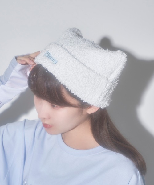 Whinny(ホワイニー)の「Whinny/サマーねこパンチ(ニットキャップ/ビーニー・レディース・ホワイト/ブラック・FREE)」の10枚目の写真