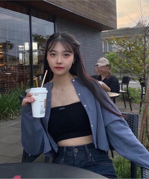 Chick(チック)の「【CHICK ORIGINAL】ワンポイント刺繍 リブベアトップ/チューブトップ 2WAY(キャミソール・レディース・ホワイト/ブラック・FREE)」の7枚目の写真