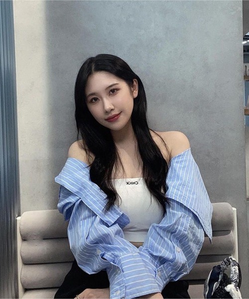 Chick(チック)の「【CHICK ORIGINAL】ワンポイント刺繍 リブベアトップ/チューブトップ 2WAY(キャミソール・レディース・ホワイト/ブラック・FREE)」の17枚目の写真