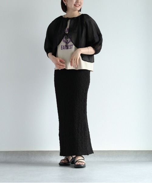 cepo（セポ）の「シアーボレロブラウス（シャツ/ブラウス・レディース・ブラック/オフホワイト/ライム・M）」の10枚目の写真