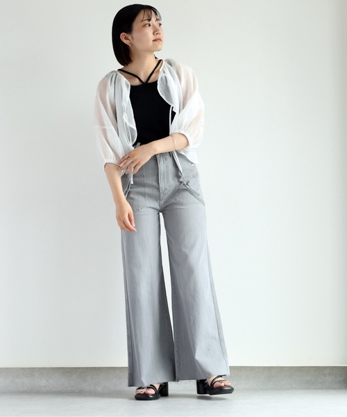 cepo（セポ）の「シアーボレロブラウス（シャツ/ブラウス・レディース・ブラック/オフホワイト/ライム・M）」の7枚目の写真