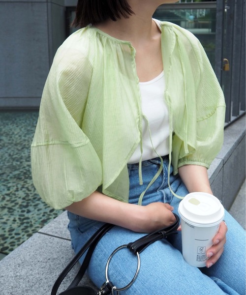 cepo（セポ）の「シアーボレロブラウス（シャツ/ブラウス・レディース・ブラック/オフホワイト/ライム・M）」の17枚目の写真