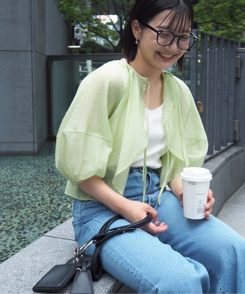 cepo（セポ）の「シアーボレロブラウス（シャツ/ブラウス・レディース・ブラック/オフホワイト/ライム・M）」の16枚目の写真