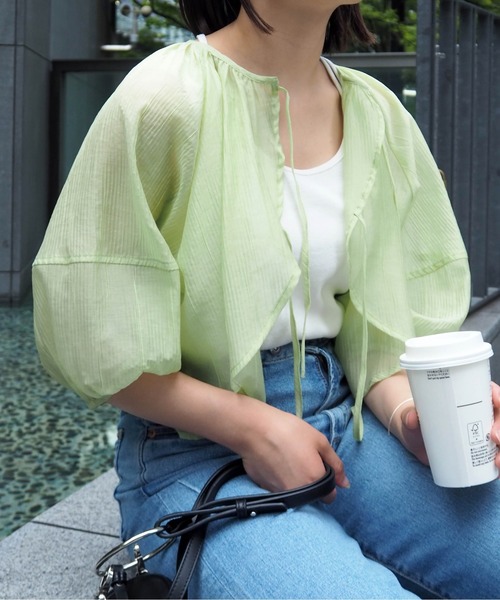 cepo（セポ）の「シアーボレロブラウス（シャツ/ブラウス・レディース・ブラック/オフホワイト/ライム・M）」の18枚目の写真