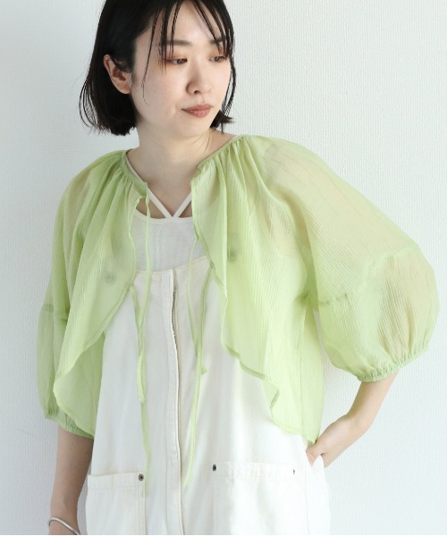 cepo（セポ）の「シアーボレロブラウス（シャツ/ブラウス・レディース・ブラック/オフホワイト/ライム・M）」の20枚目の写真