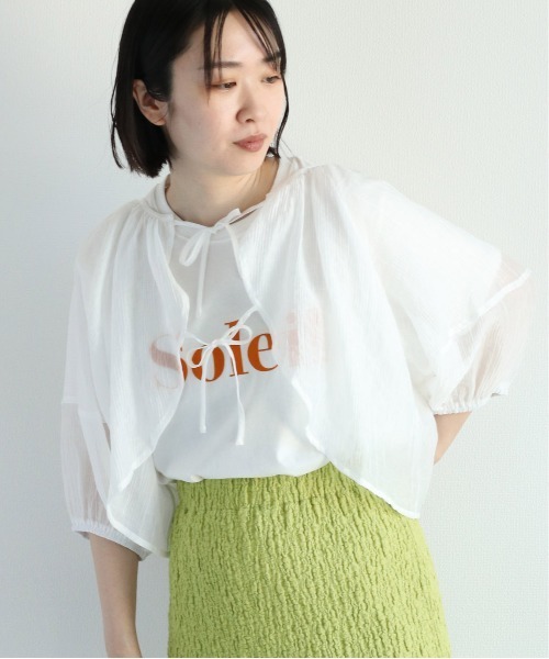 cepo（セポ）の「シアーボレロブラウス（シャツ/ブラウス・レディース・ブラック/オフホワイト/ライム・M）」の6枚目の写真