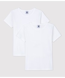 PETIT BATEAU(プチバトー)のホワイト半袖Tシャツ2枚組(インナーウェア/肌着)