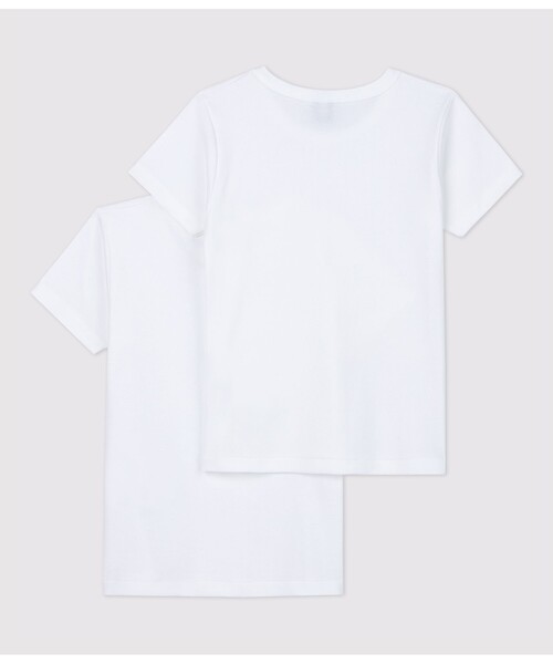 PETIT BATEAU（プチバトー）の「ホワイト半袖Ｔシャツ２枚組（インナーウェア/肌着・キッズ・その他・8YEAR/6YEAR/10YEAR/12YEAR）」の2枚目の写真