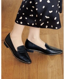 【Made in Japan】【撥水】メタルラインモカステッチフラットパンプス/631313