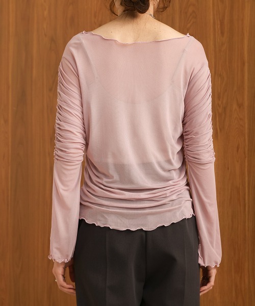 Bab(バブ)の「チュールギャザーフレアースリーブトップス(Tシャツ/カットソー・レディース・アイボリー/ブラウン/ブラック/ピンク・FREE)」の17枚目の写真