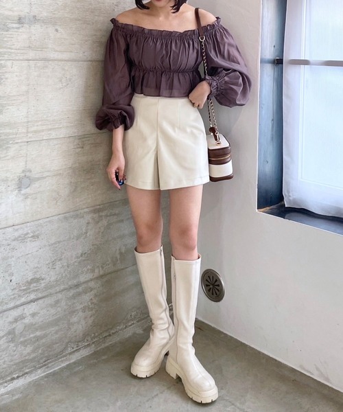 Heather(ヘザー)の「ハイウエストショートパンツ 967878(その他パンツ・レディース・アイボリー/ブラック・S/M)」の4枚目の写真