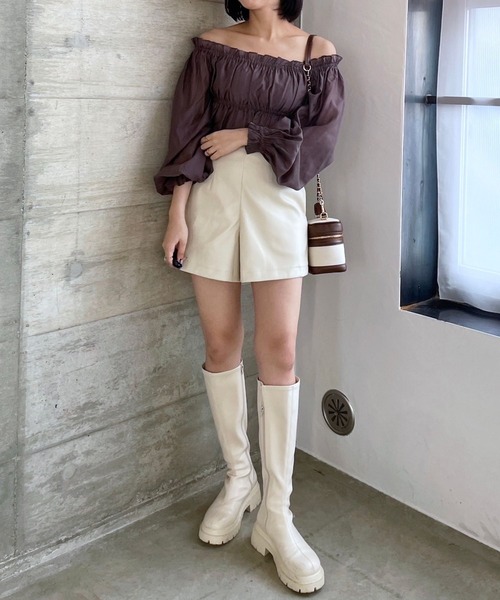 Heather(ヘザー)の「ハイウエストショートパンツ 967878(その他パンツ・レディース・アイボリー/ブラック・S/M)」の5枚目の写真