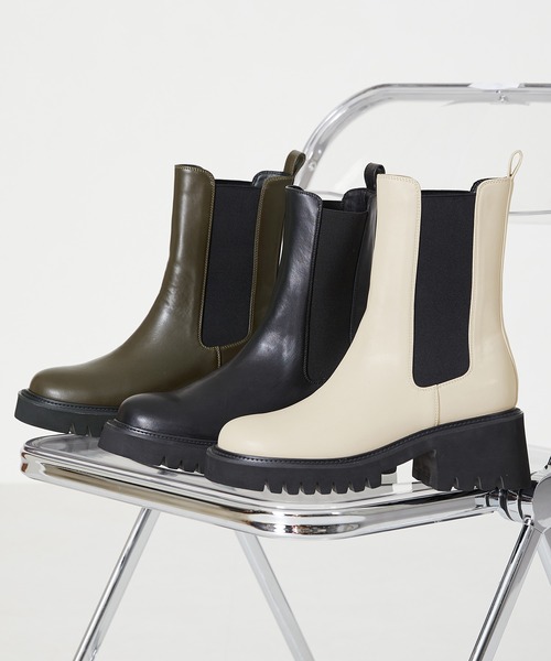 ORiental TRaffic(オリエンタルトラフィック)の「厚底サイドゴアブーツ 31419(ブーツ・レディース・ブラック/ホワイト/カーキ・SS/S/M/L/LL/3L)」の4枚目の写真