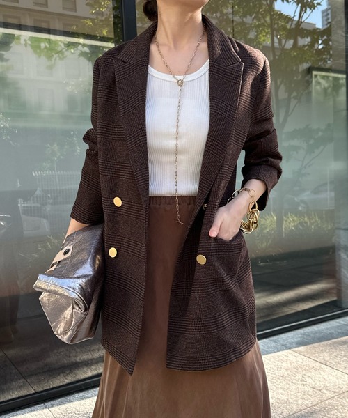 DouDou（ドゥドゥ）の「ツィーディーグレンチェックダブルジャケット