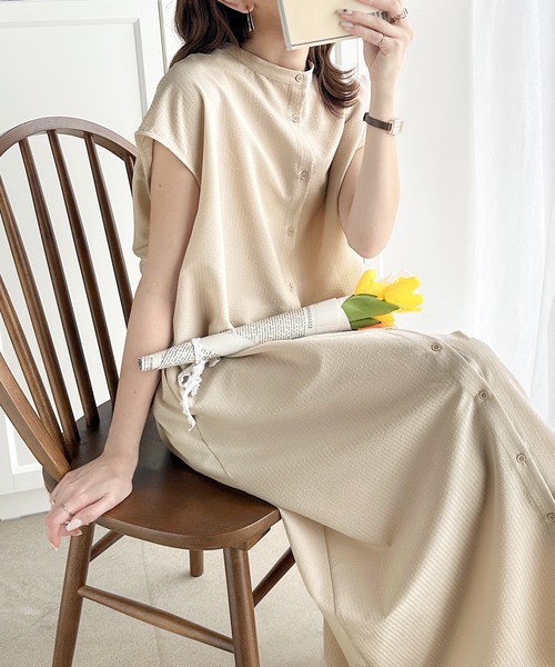 セール】落ち感がカワイイ。2wayタックフレンチスリーブワンピース