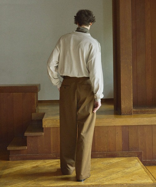 Bleme(ブレム)の「マルチストライプ リラクシー長袖ニットポロシャツ(ポロシャツ・メンズ・ネイビー/ブラック/ブラウン/カーキ/アイボリー・M/S/XL/L)」の17枚目の写真