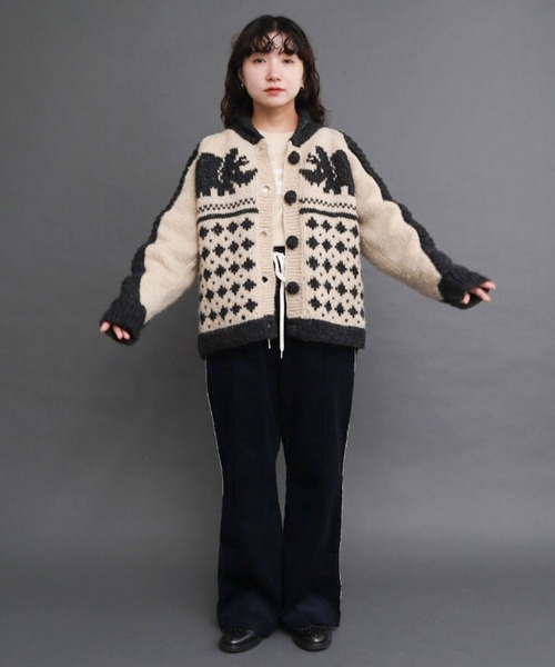 I am I in fact...（アイアムアイインファクト）の「Triceratops JQ ニットジャージブルゾン《WEB限定カラー：ベージュ》（カーディガン/ボレロ・レディース・ベージュ/レッド/ブラック・FREE）」の8枚目の写真