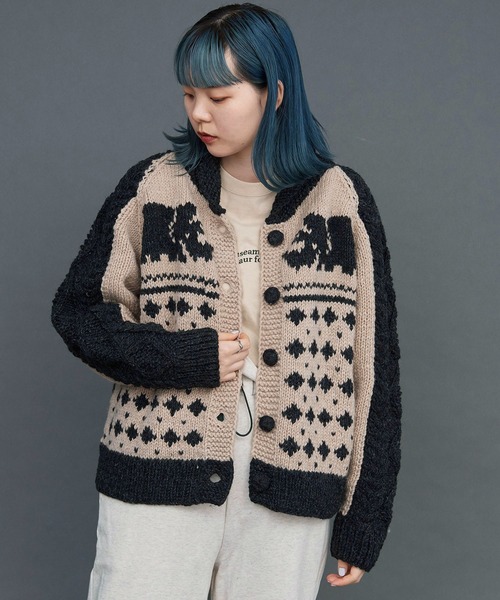 I am I in fact...（アイアムアイインファクト）の「Triceratops JQ ニットジャージブルゾン《WEB限定カラー：ベージュ》（カーディガン/ボレロ・レディース・ベージュ/レッド/ブラック・FREE）」の16枚目の写真