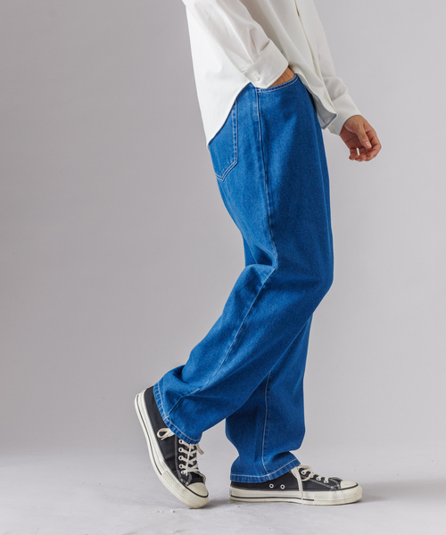 MYSELF ABAHOUSE(マイセルフアバハウス)の「デニム 10.5オンス テーパード ワイド イージーパンツ(デニムパンツ・メンズ・ダークネイビー/ネイビー/ライトブルー・M/L)」の13枚目の写真