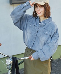 MONO-MART LADY'S | ビンテージライクライトオンスデニムビッグシャツ(シャツ/ブラウス)