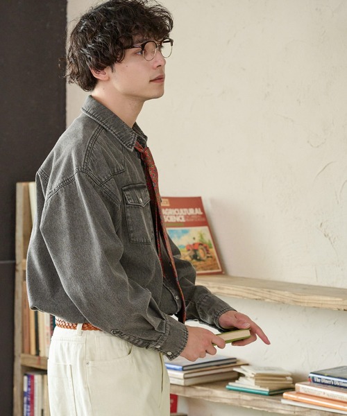 MONO-MART LADY'S(モノマートレディース)の「ビンテージライクライトオンスデニムビッグシャツ(シャツ/ブラウス・レディース・グレー/ブルー/インディゴブルー・FREE)」の20枚目の写真