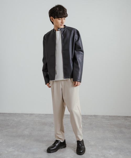 Rocky Monroe（ロッキーモンロー）の「シングルライダースフェイクレザージャケット（ライダースジャケット・メンズ・ワイン/ブラック/ネイビー/ブルー・LL/L/M）」の9枚目の写真