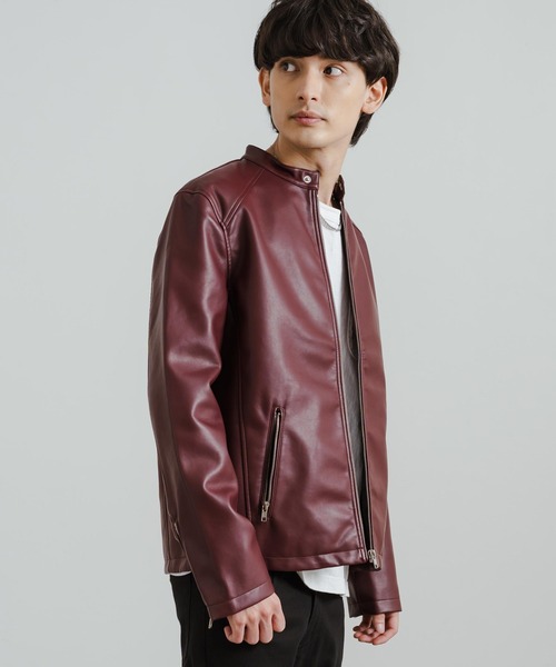 Rocky Monroe（ロッキーモンロー）の「シングルライダースフェイクレザージャケット（ライダースジャケット・メンズ・ワイン/ブラック/ネイビー/ブルー・LL/L/M）」の15枚目の写真