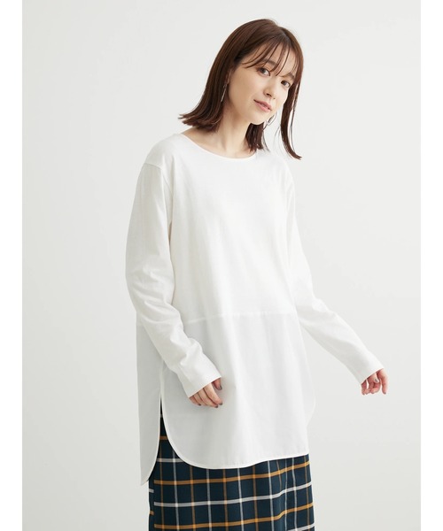 Green　Parks（グリーンパークス）の「裾ドッキングホワイトインナー（Tシャツ/カットソー・レディース・オフホワイト・FREE）」の2枚目の写真