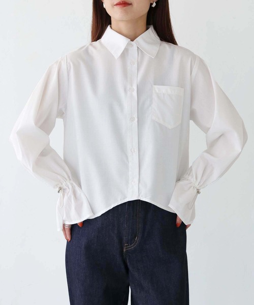 vingtrois（バントロア）の「【vingtrois】カーブデザインバックスリットシャツ（シャツ/ブラウス・レディース・オフホワイト/杢グレー/ブラック・M）」の5枚目の写真