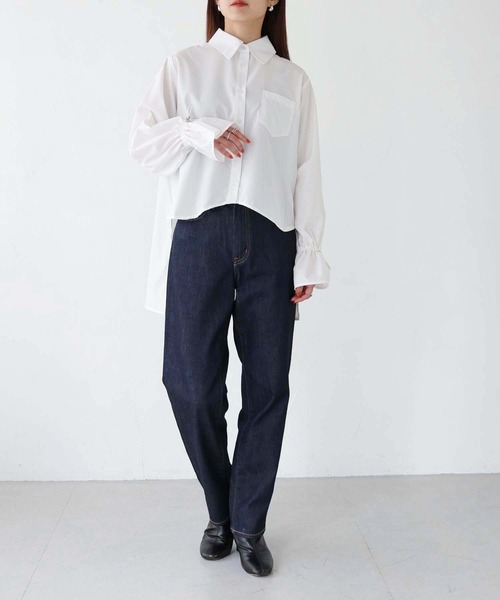 vingtrois（バントロア）の「【vingtrois】カーブデザインバックスリットシャツ（シャツ/ブラウス・レディース・オフホワイト/杢グレー/ブラック・M）」の12枚目の写真