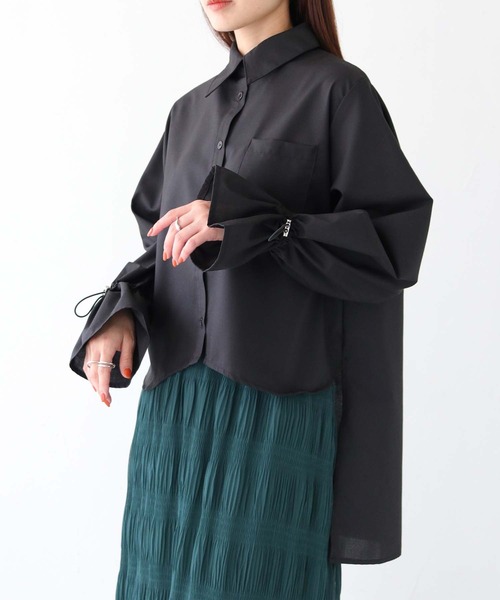 vingtrois（バントロア）の「【vingtrois】カーブデザインバックスリットシャツ（シャツ/ブラウス・レディース・オフホワイト/杢グレー/ブラック・M）」の19枚目の写真