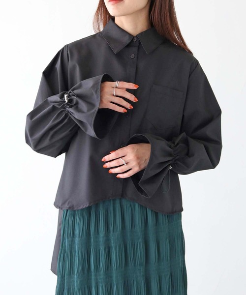 vingtrois（バントロア）の「【vingtrois】カーブデザインバックスリットシャツ（シャツ/ブラウス・レディース・オフホワイト/杢グレー/ブラック・M）」の18枚目の写真