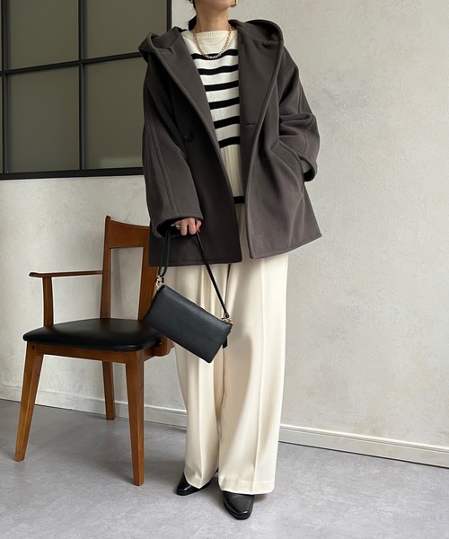 DouDou（ドゥドゥ）の「フーディーコート（その他アウター・レディース・ブラック/ブラウン・FREE）」の3枚目の写真