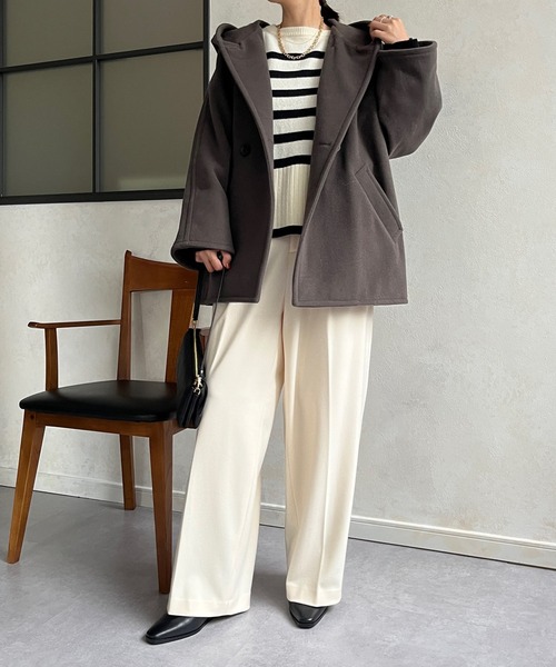 DouDou（ドゥドゥ）の「フーディーコート（その他アウター・レディース・ブラック/ブラウン・FREE）」の4枚目の写真