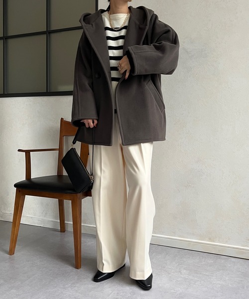 DouDou（ドゥドゥ）の「フーディーコート（その他アウター・レディース・ブラック/ブラウン・FREE）」の5枚目の写真