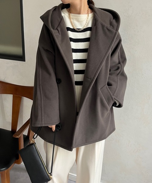 DouDou（ドゥドゥ）の「フーディーコート（その他アウター・レディース・ブラック/ブラウン・FREE）」の8枚目の写真