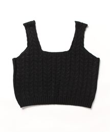 ケーブル編みニットビスチェ