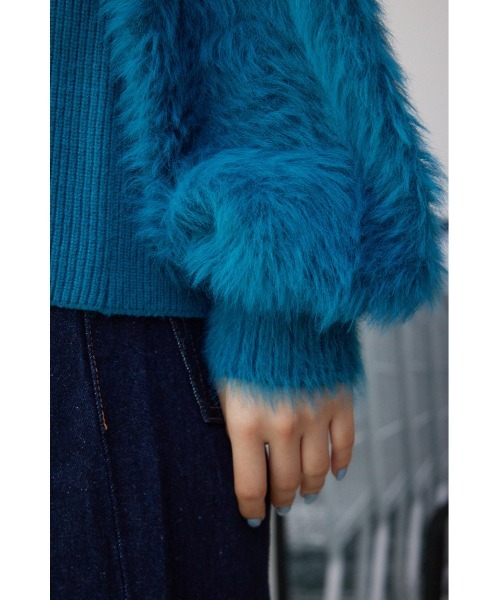 AZUL by moussy（アズールバイマウジー）の「シャギースリーブニットトップス（ニット/セーター・レディース・ライトグレー/ブルー/ブラック/オフホワイト・MEDIUM/SMALL）」の13枚目の写真