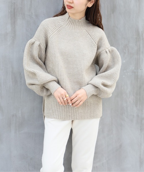 セール】【SETUP7】バルーンスリーブハイネックプルオーバー