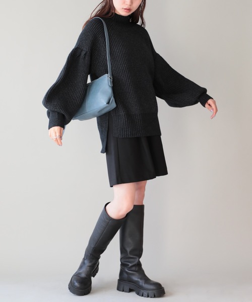 セール】【SETUP7】バルーンスリーブハイネックプルオーバーニット trc