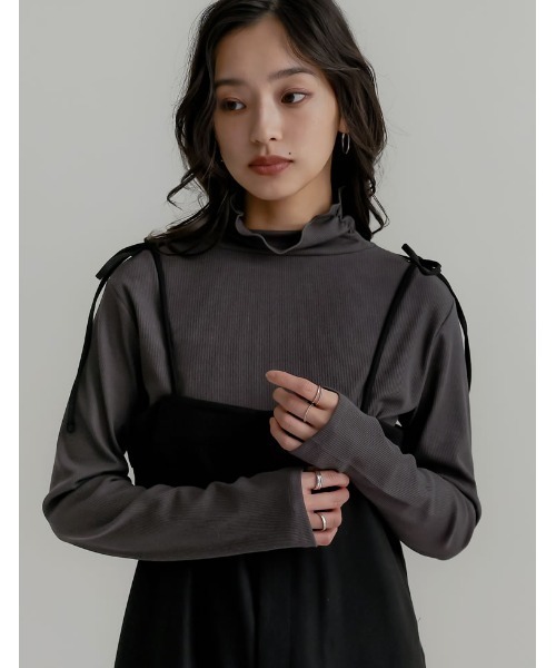 Re:EDIT（リエディ）の「[低身長/高身長サイズ有][セレモニー]ウールタッチリボンサロペット（サロペット/オーバーオール・レディース・ブラック/グレー/ブラウン・SHORT/TALL/LARGE/MEDIUM）」の20枚目の写真