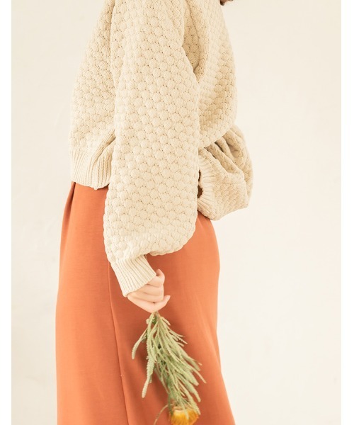 chocomee（チョコミー）の「popcorn short knit（ニット/セーター・レディース・アイボリー/ブラック・FREE）」の6枚目の写真